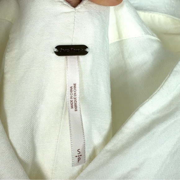 FREE PEOPLE Eyelet Jumpsuit Size S Ivory linen waist tie size S - Picture 9 of 10